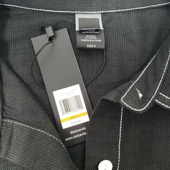 Dolce Vita Swim Cover Up Size S Shirt Dress Black White Stitching Beach Cruise - Picture 12 of 14